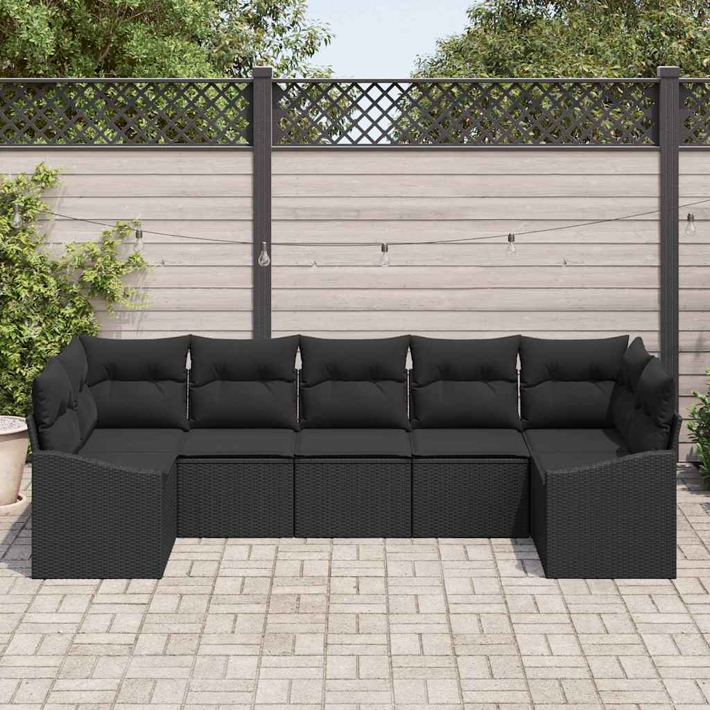 Sofa Set 7 stk. Schwarz [Synthetisch]: Poly Rattan
