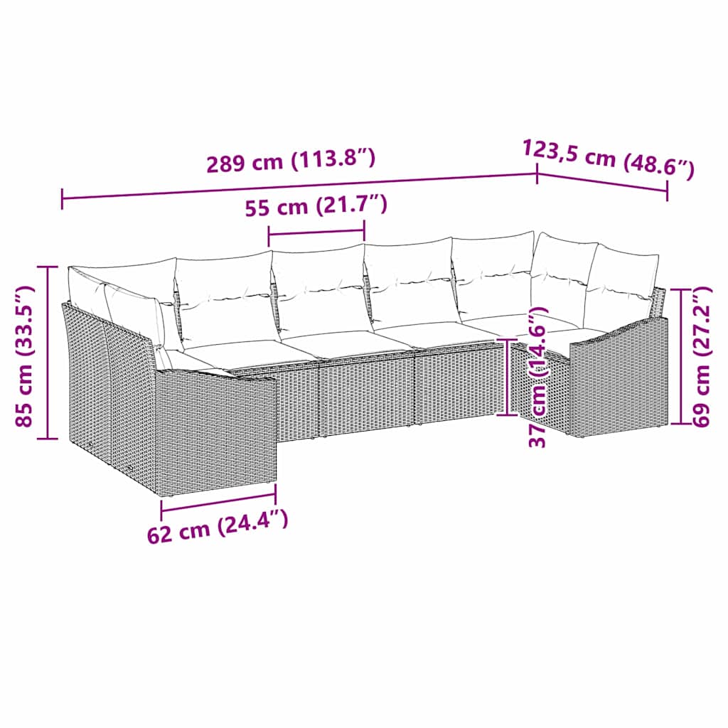 Sofa Set 7 stk. Schwarz [Synthetisch]: Poly Rattan