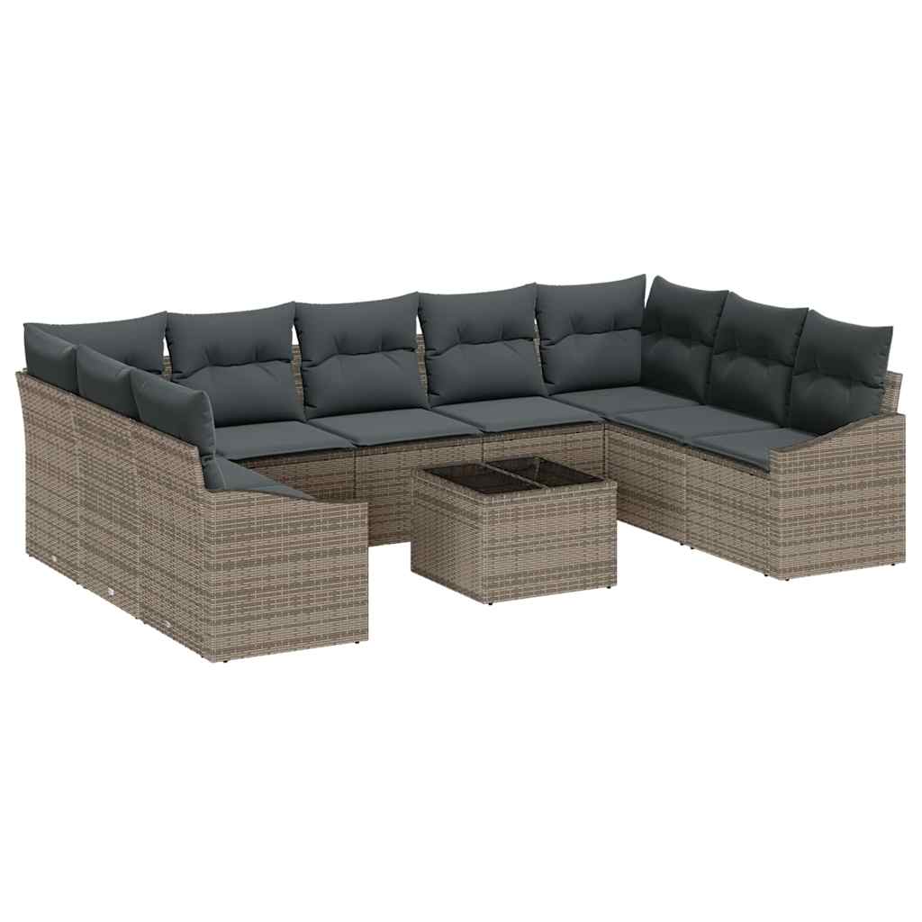 Sofa Set 10 stk. Grau [Synthetisch]: Poly Rattan