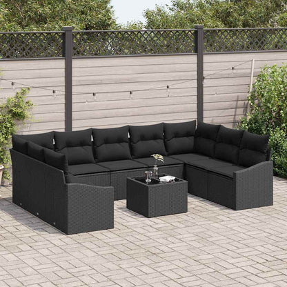 Sofa Set 10 stk. Schwarz [Synthetisch]: Poly Rattan