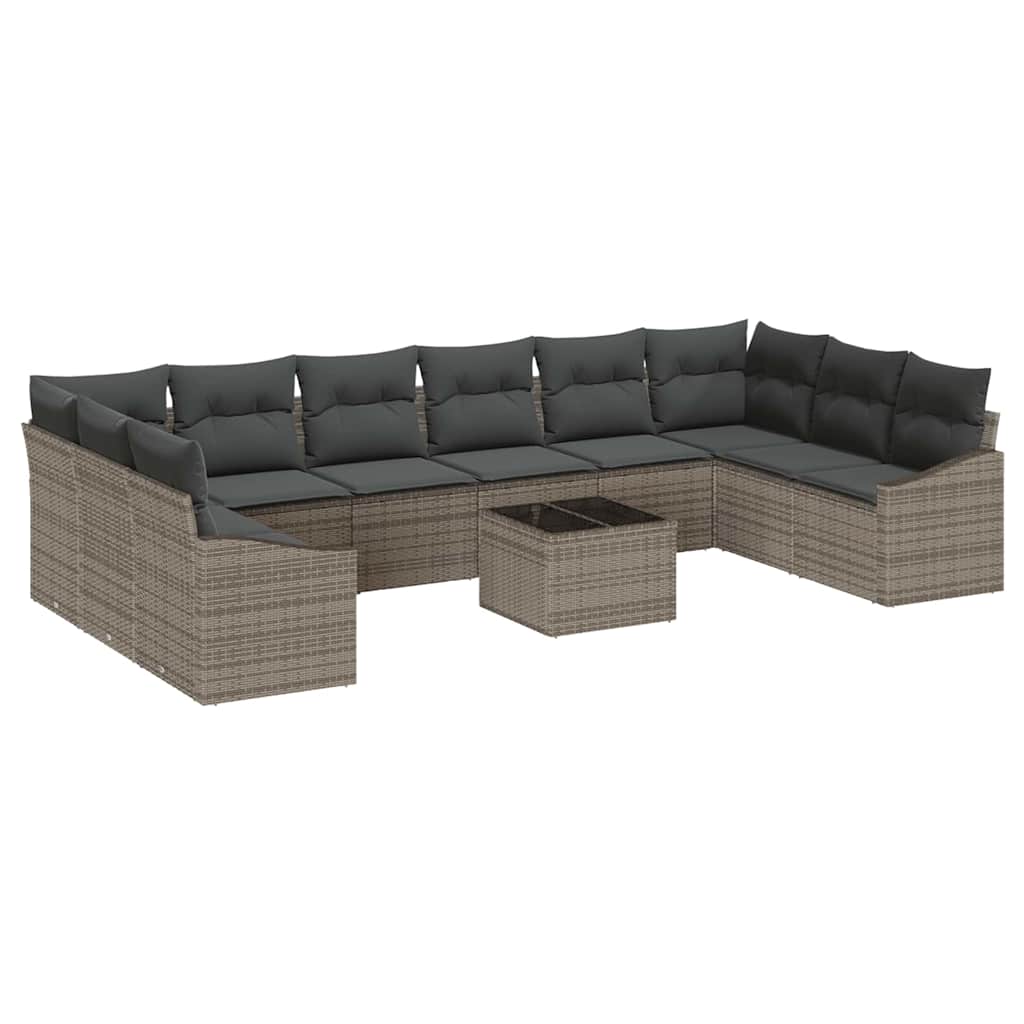 Sofa Set 11 stk. Grau [Synthetisch]: Poly Rattan