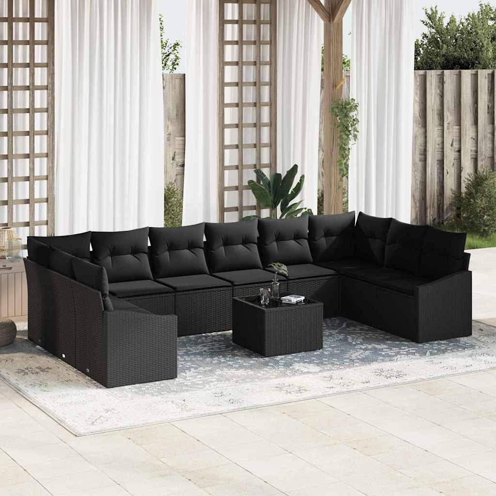 Sofa Set 11 stk. Schwarz [Synthetisch]: Poly Rattan