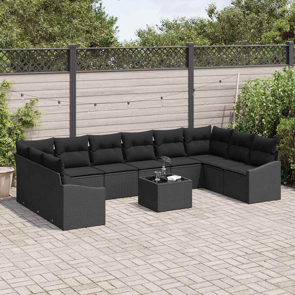 Sofa Set 11 stk. Schwarz [Synthetisch]: Poly Rattan