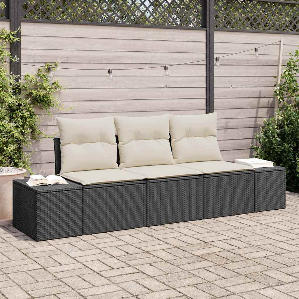 Sofa Set 3 stk. Schwarz [Synthetisch]: Poly Rattan