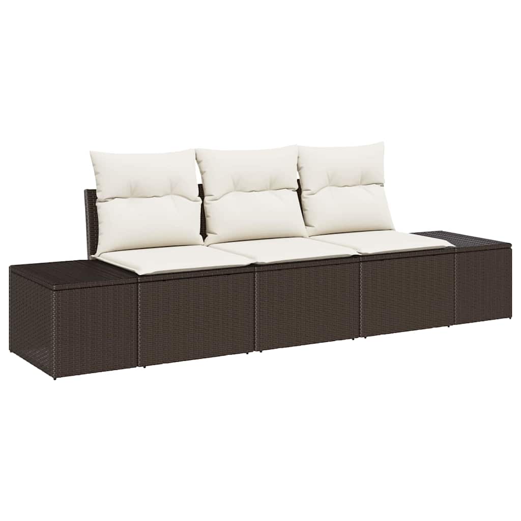 Sofa Set mit Kissen 3 pcs Braun Poly Rattan