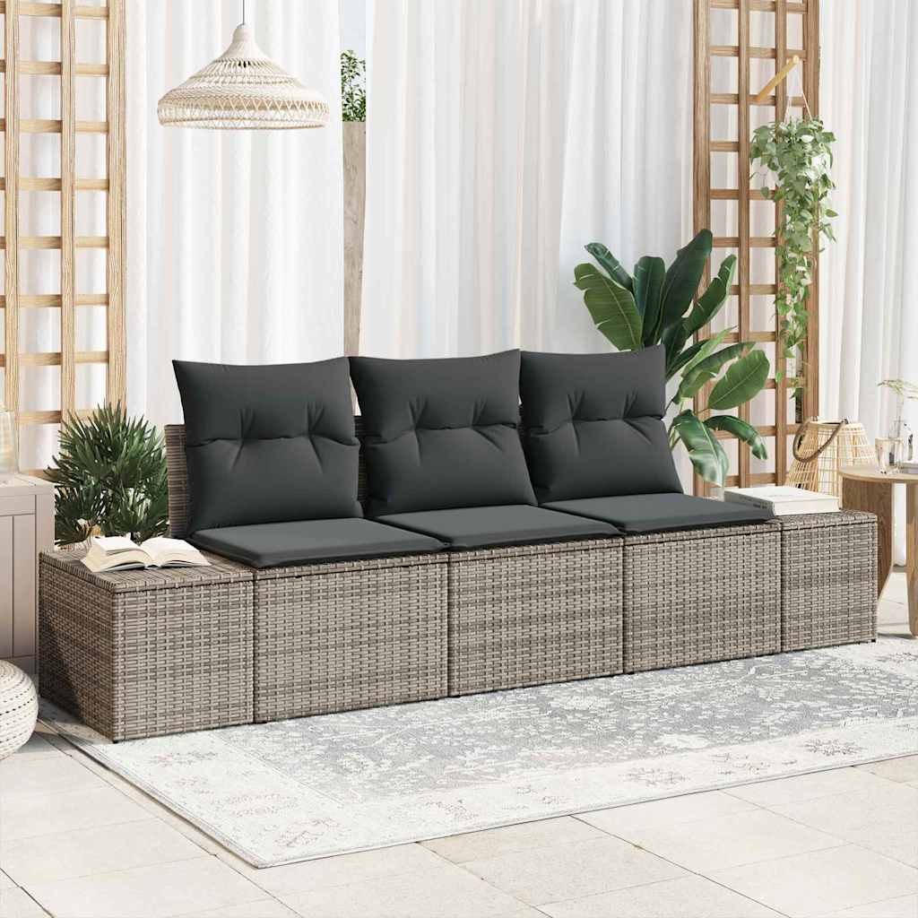 Sofa Set 3 stk. Grau [Synthetisch]: Poly Rattan