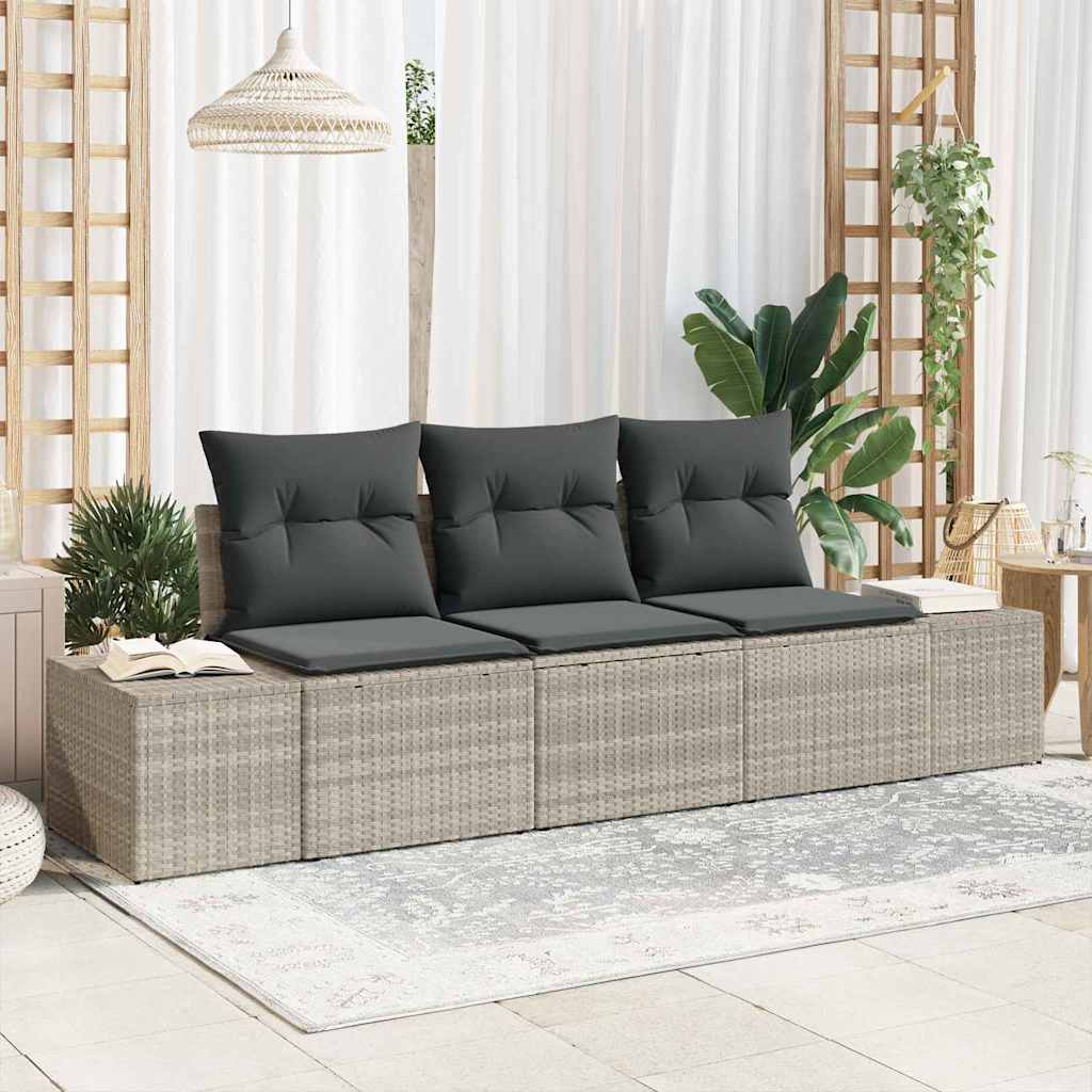 Sofa Set 3 Stk. Hellgrau [Synthetisch]: Poly Rattan