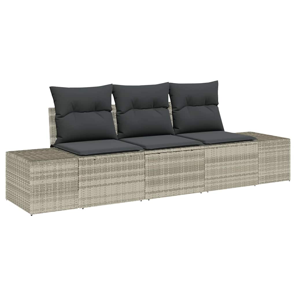 Sofa Set 3 Stk. Hellgrau [Synthetisch]: Poly Rattan