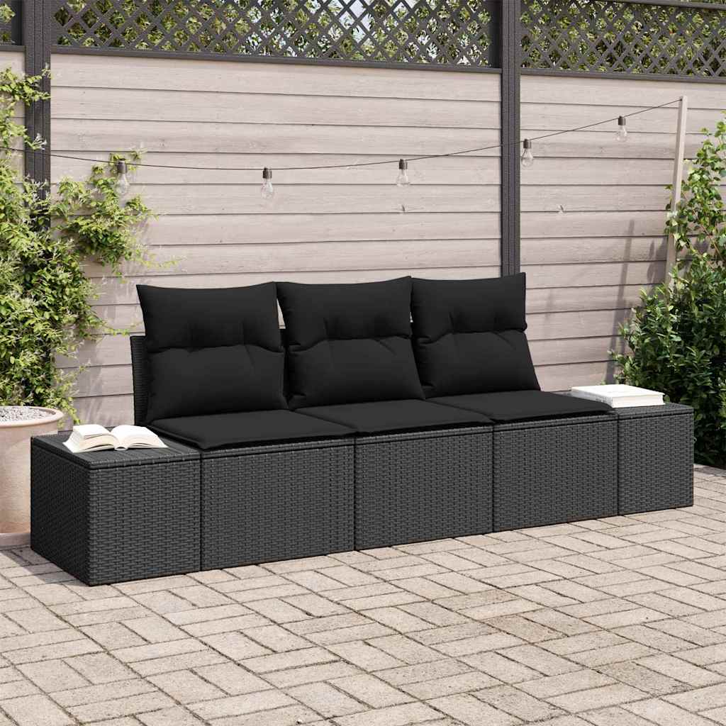 Sofa Set 3 stk. Schwarz [Synthetisch]: Poly Rattan