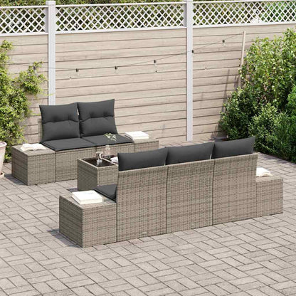 Sofa Set 6 stk. Grau [Synthetisch]: Poly Rattan