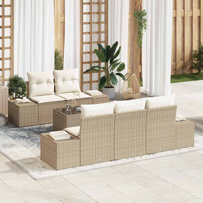Sofa Set mit Kissen Beige Poly Rattan