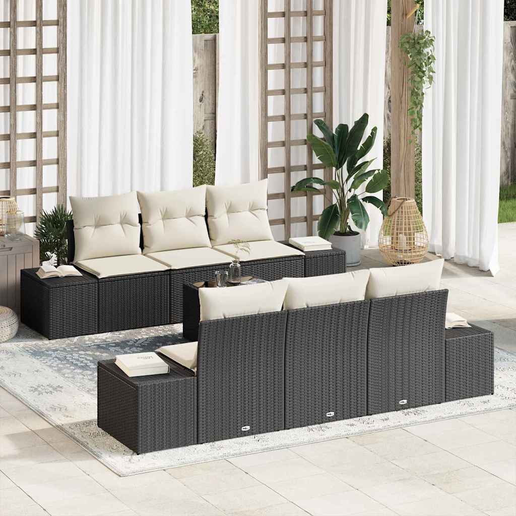 Sofa Set 7 stk. Schwarz [Synthetisch]: Poly Rattan