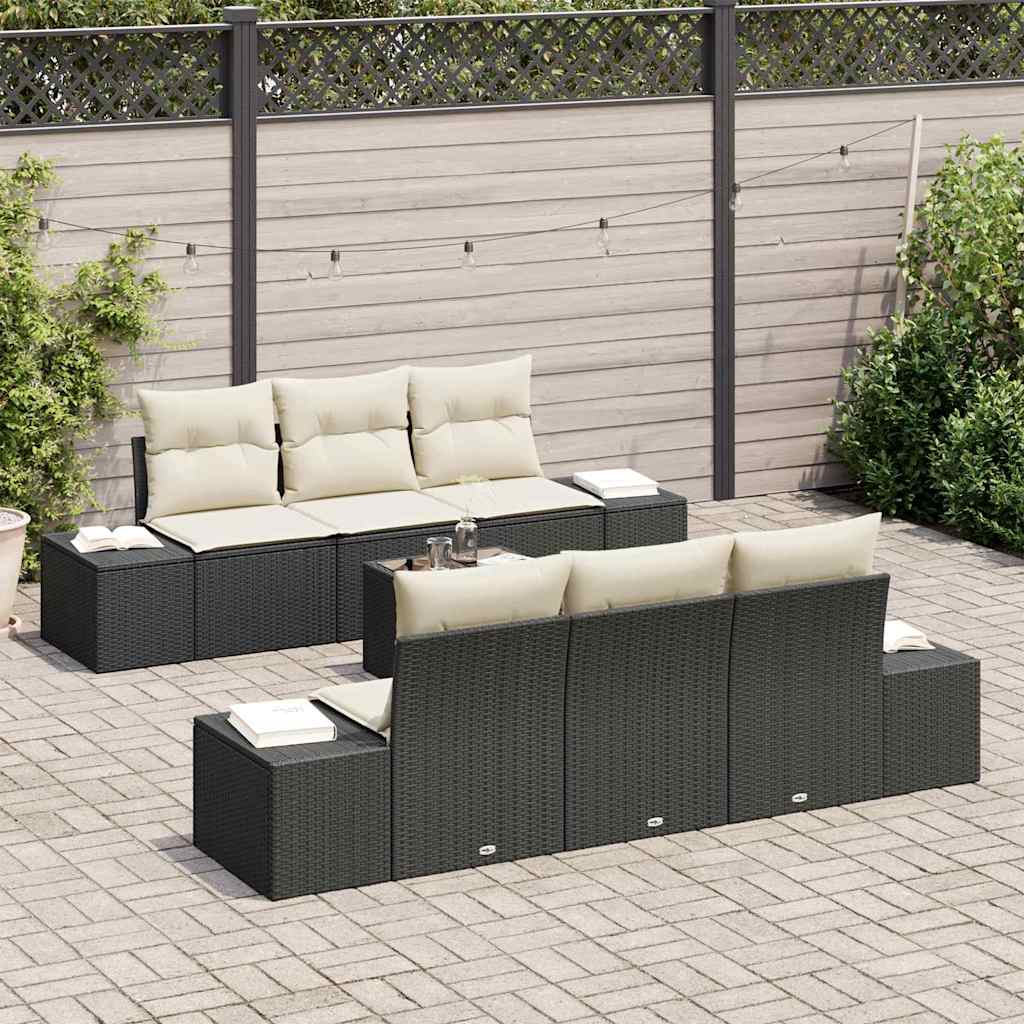 Sofa Set 7 stk. Schwarz [Synthetisch]: Poly Rattan