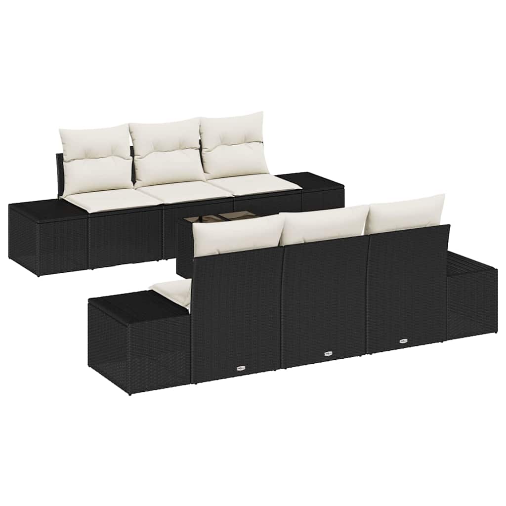 Sofa Set 7 stk. Schwarz [Synthetisch]: Poly Rattan