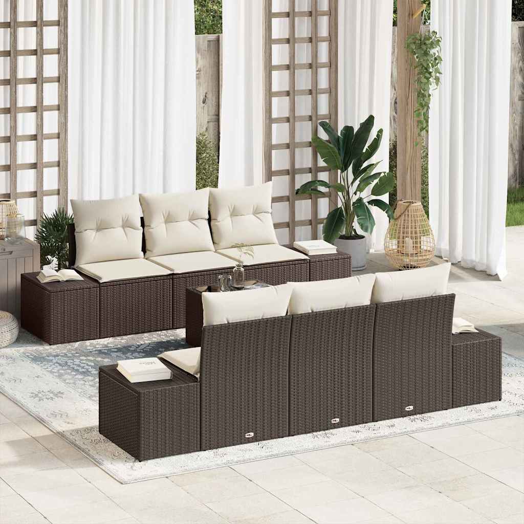 Sofa Set 7 stk. Braun [Synthetisch]: Poly Rattan