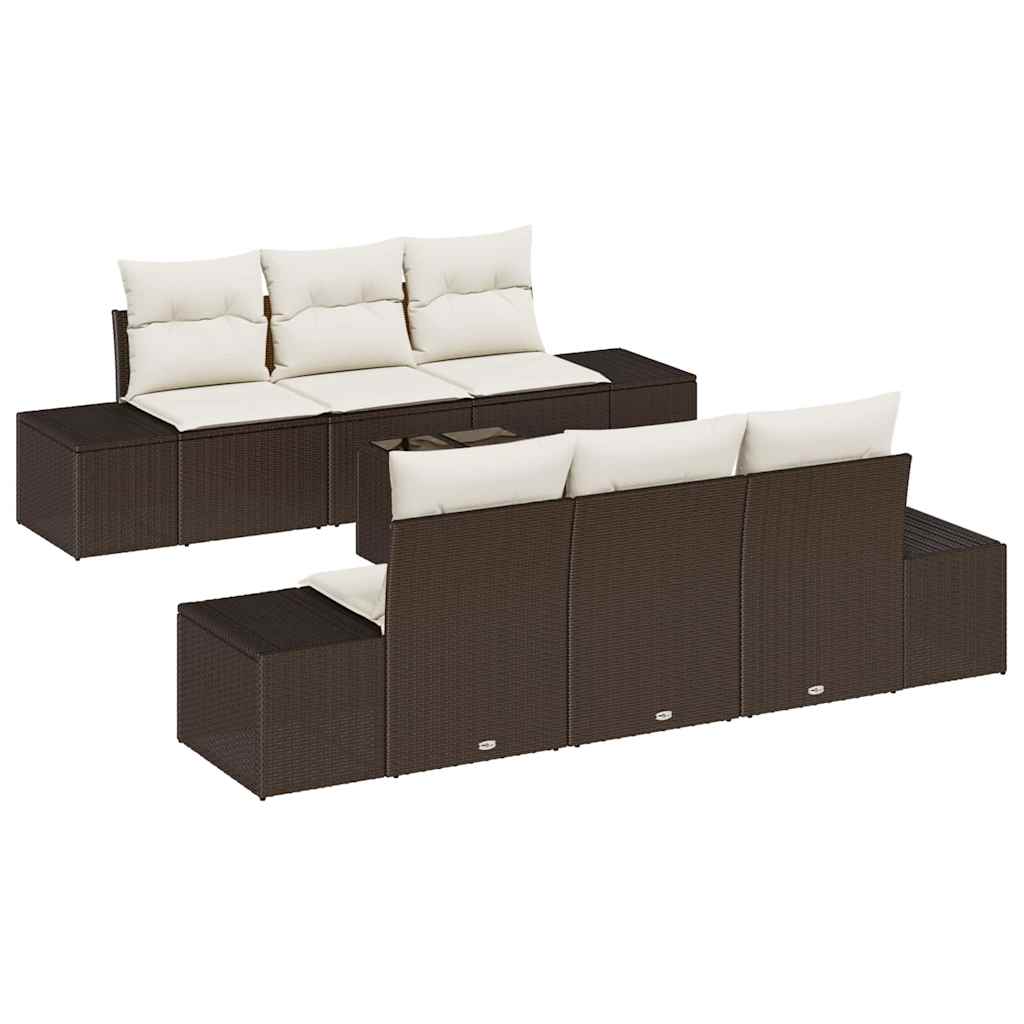 Sofa Set 7 stk. Braun [Synthetisch]: Poly Rattan