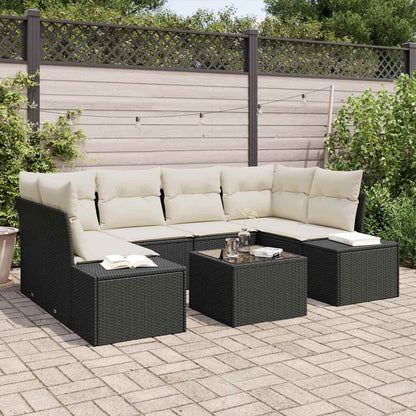 Sofa Set 7 stk. Schwarz [Synthetisch]: Poly Rattan