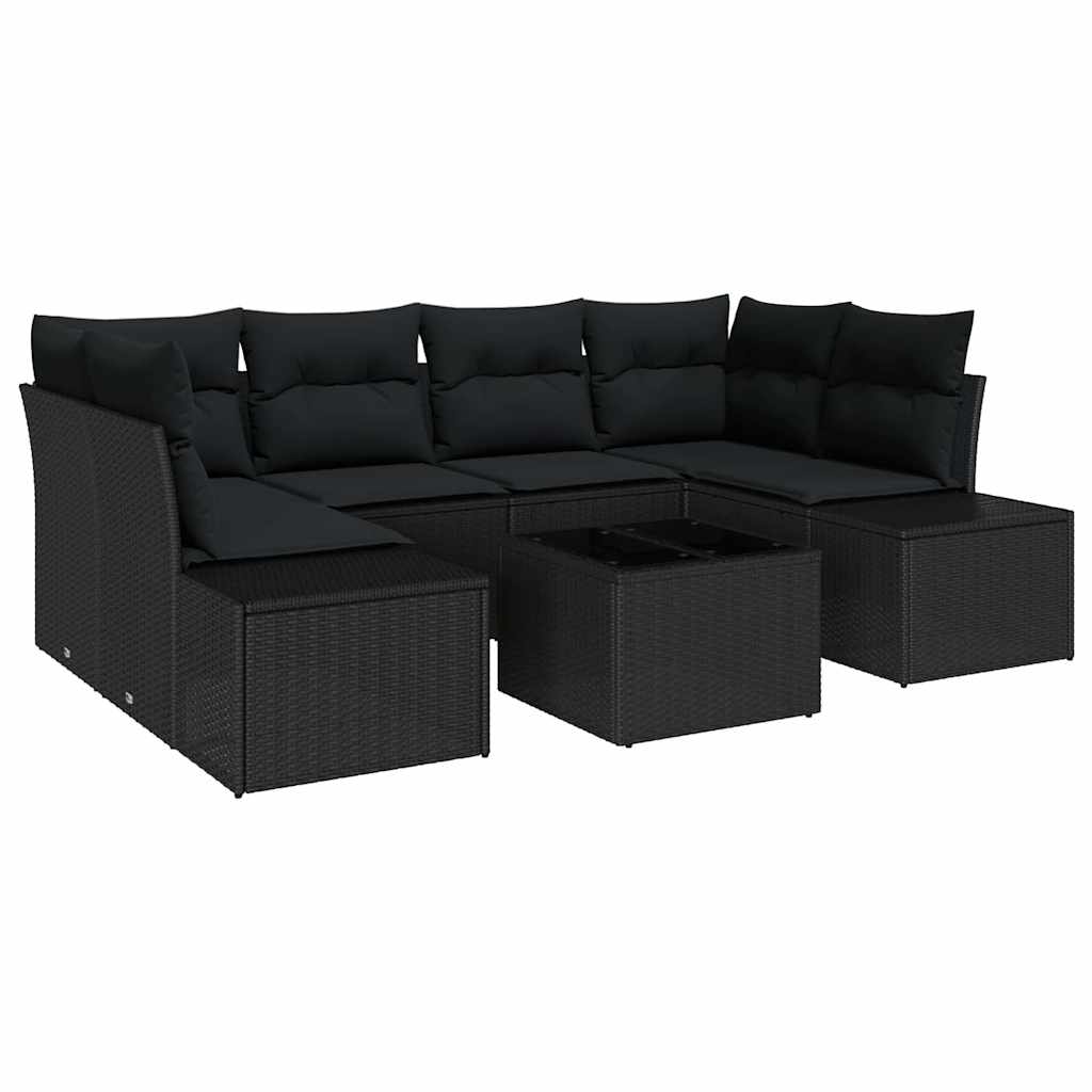 Sofa Set 7 stk. Schwarz [Synthetisch]: Poly Rattan