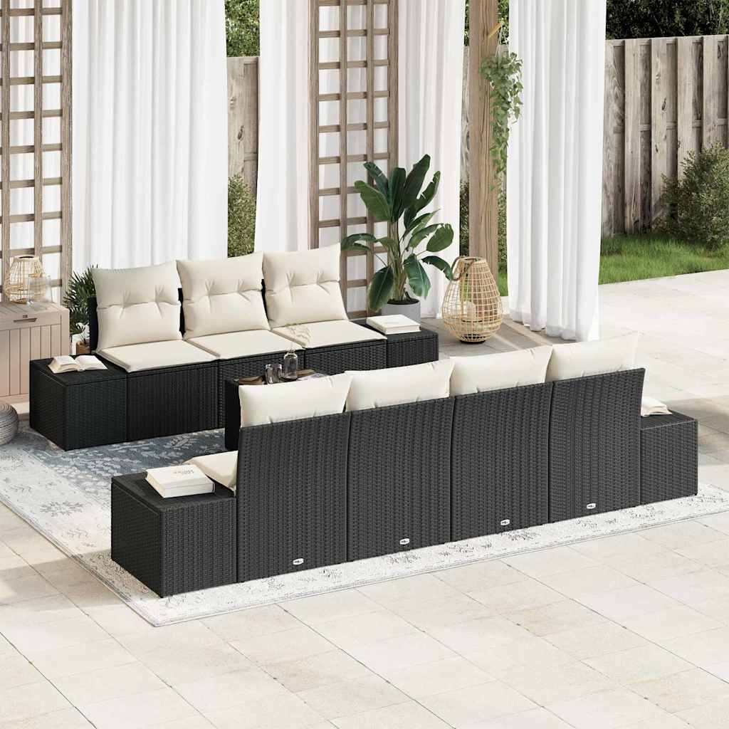 Sofa Set 8 stk. Schwarz [Synthetisch]: Poly Rattan