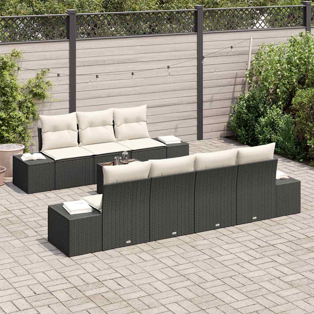 Sofa Set 8 stk. Schwarz [Synthetisch]: Poly Rattan