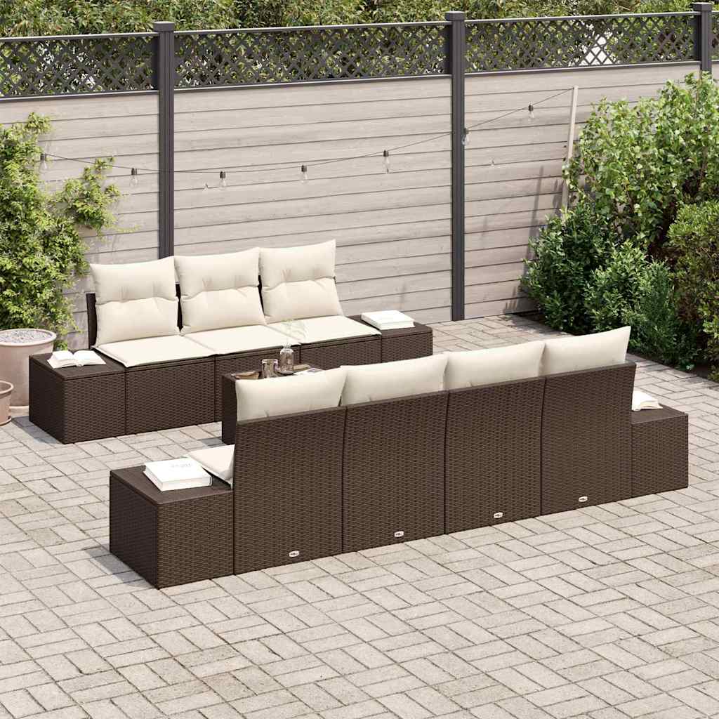 Sofa Set 8 Stk. Braun [Synthetisch]: Poly Rattan