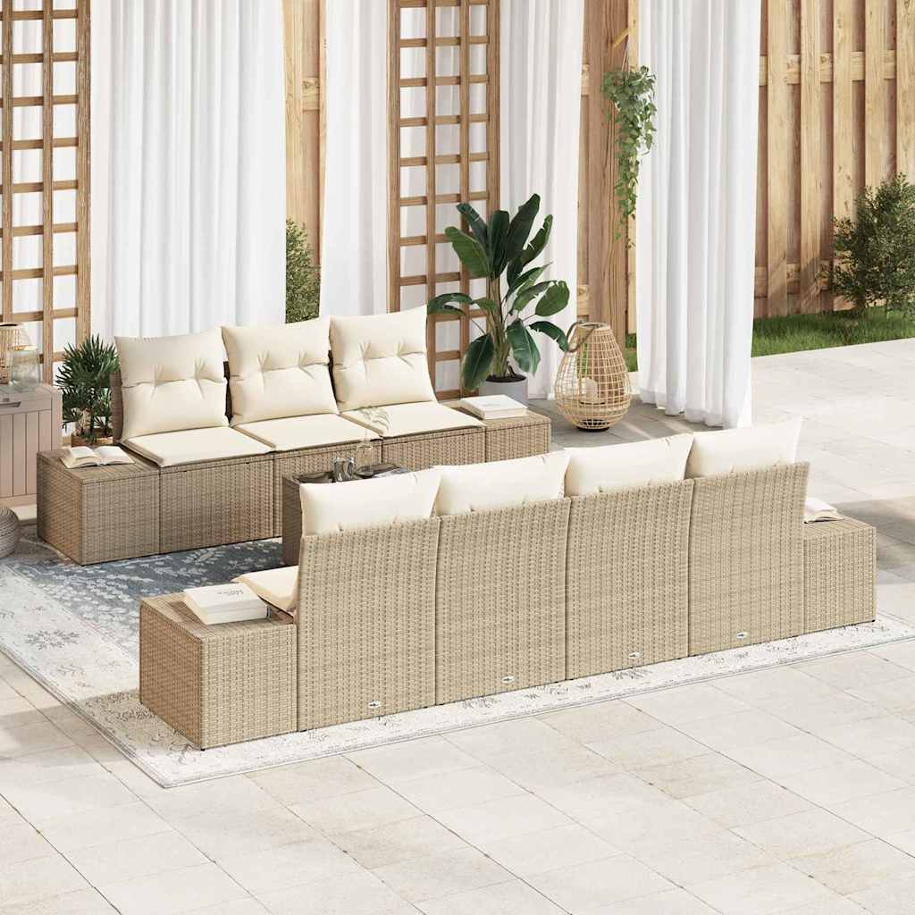 Sofa Set 8 stk. Beige [Synthetisch]: Poly Rattan