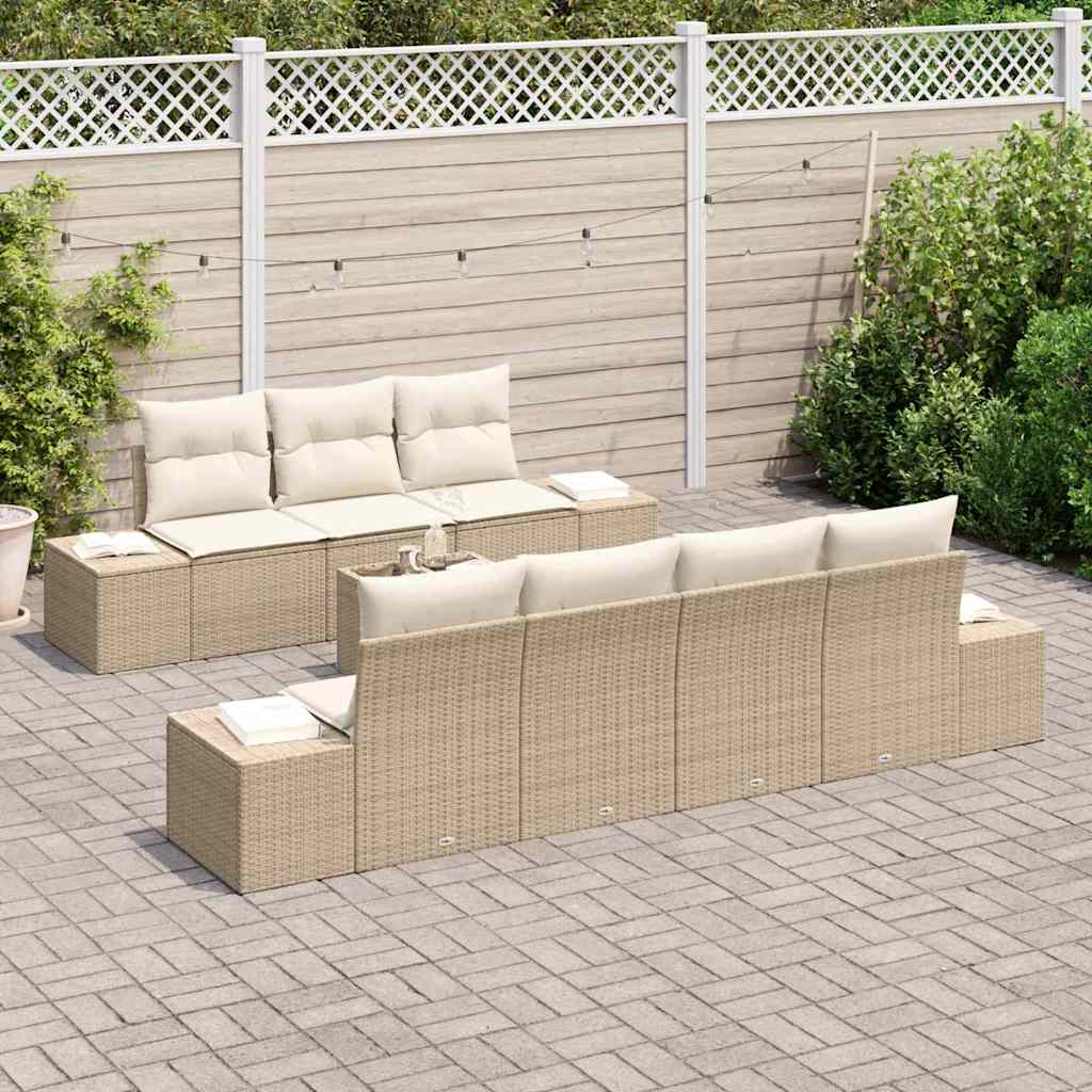 Sofa Set 8 stk. Beige [Synthetisch]: Poly Rattan