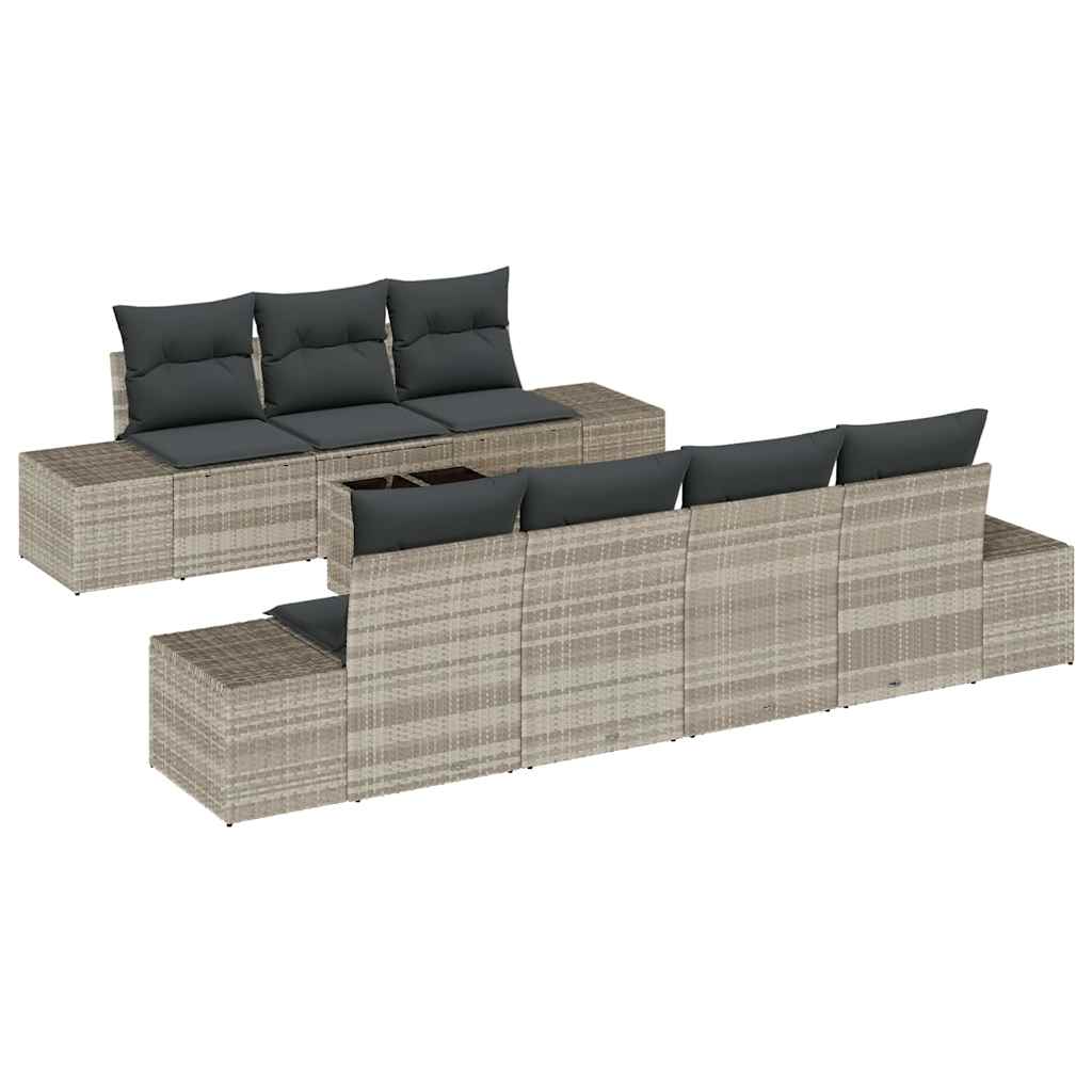 Sofa Set 8 stk. Hellgrau [Synthetisch]: Poly Rattan
