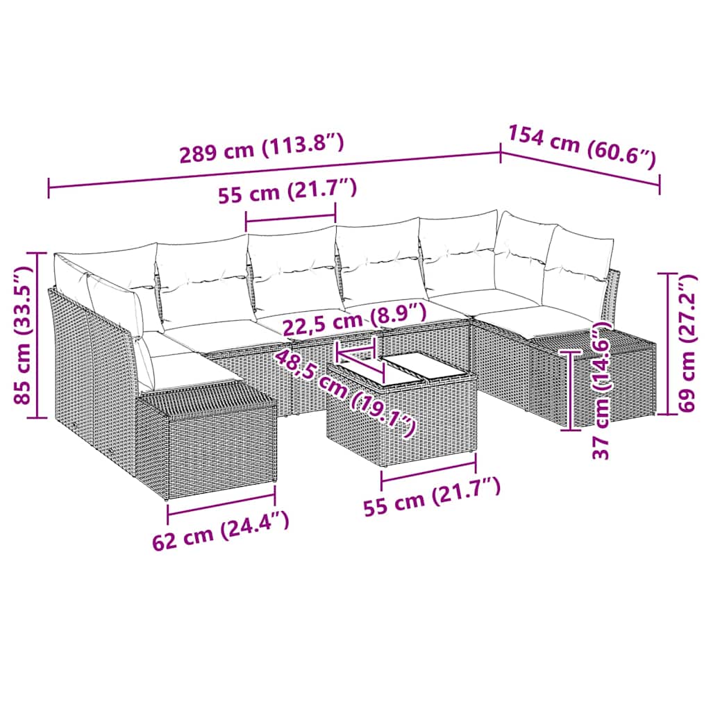 Sofa Set 8 stk. Braun [Synthetisch]: Poly Rattan