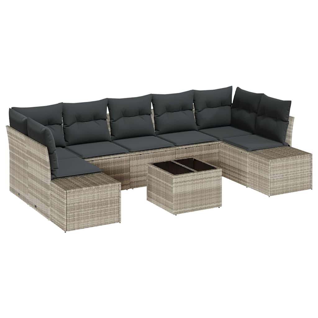 Sofa Set 8 stk. Hellgrau [Synthetisch]: Poly Rattan