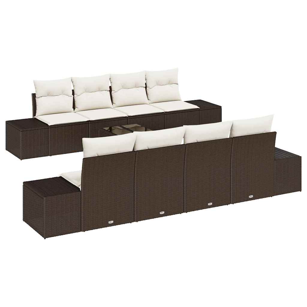 Sofa Set 7 Stk. Braun und Creme [Synthetisch]: Poly Rattan