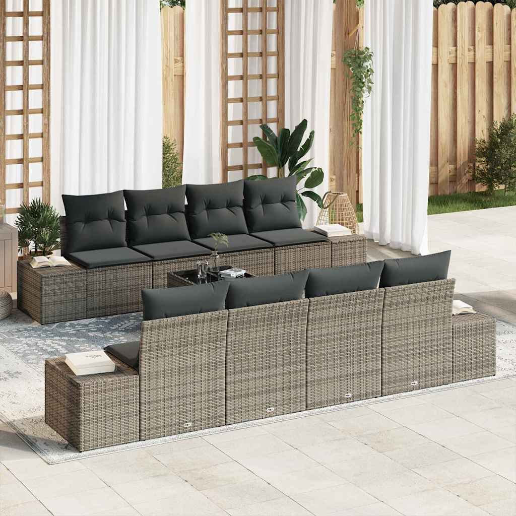 Sofa Set 7 stk. Grau [Synthetisch]: Poly Rattan