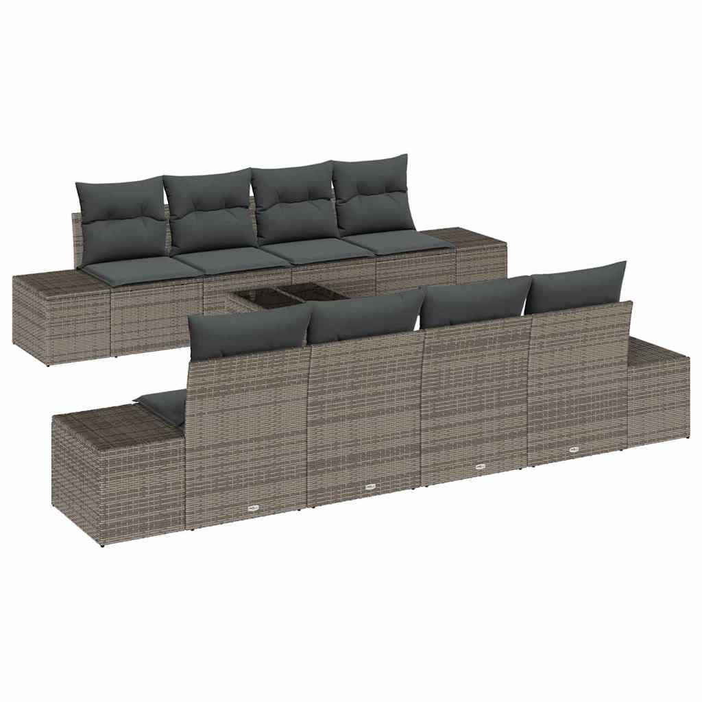 Sofa Set 7 stk. Grau [Synthetisch]: Poly Rattan