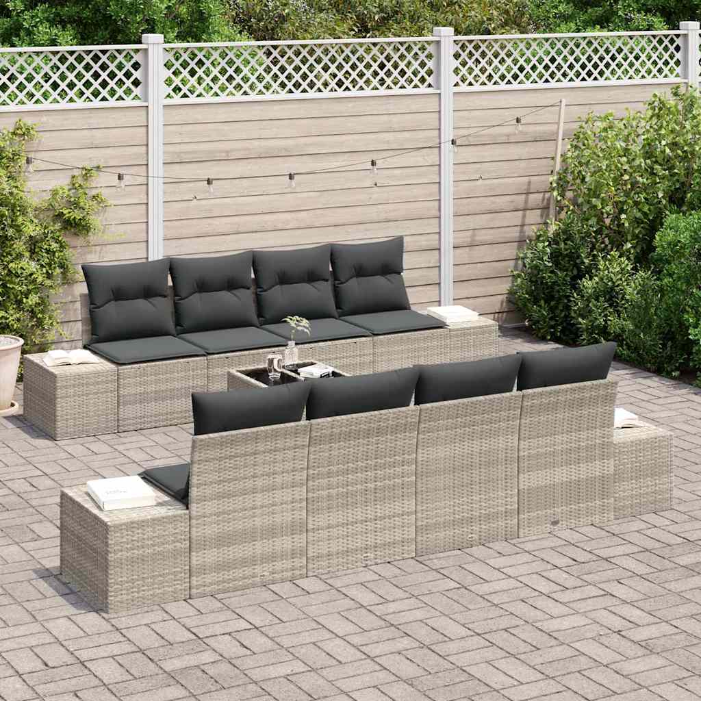 Sofa Set 7 stk. Hellgrau [Synthetisch]: Poly Rattan