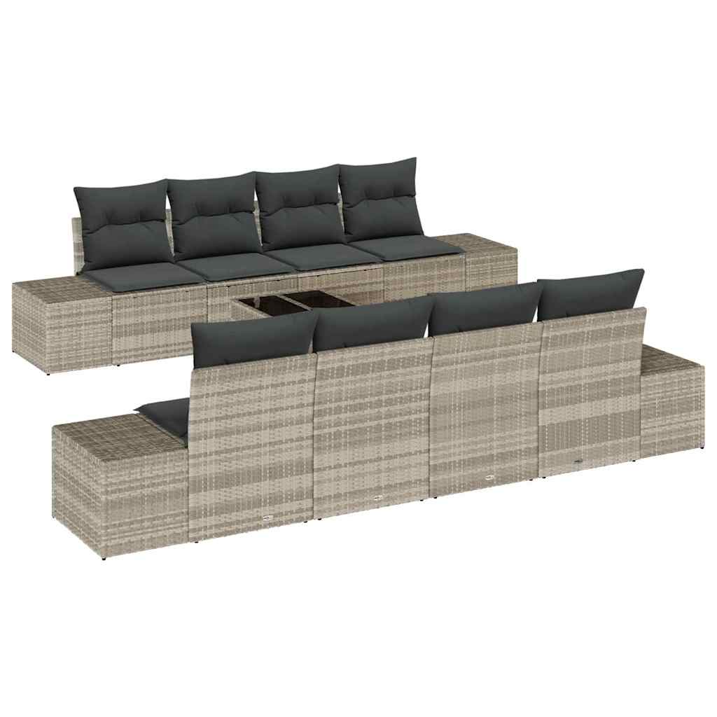 Sofa Set 7 stk. Hellgrau [Synthetisch]: Poly Rattan