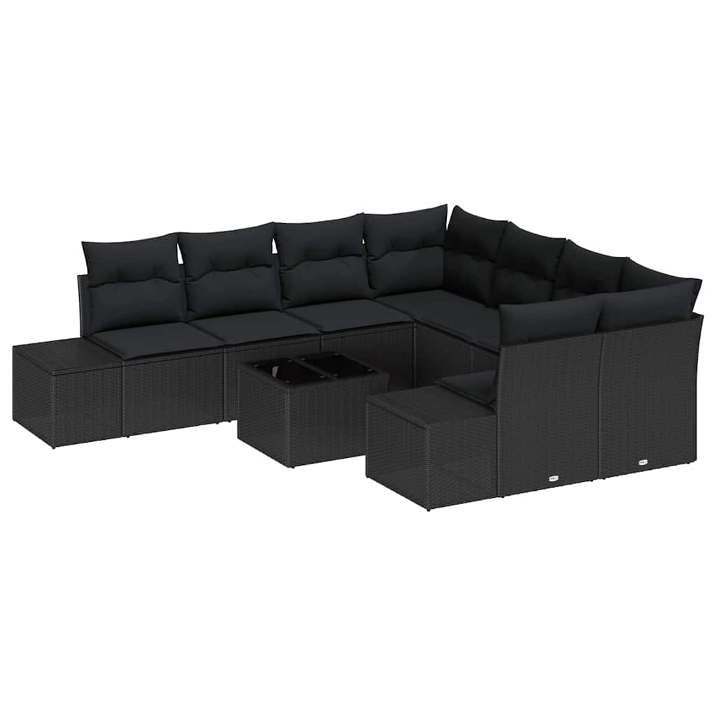 Sofa Set 9 stk. Schwarz [Synthetisch]: Poly Rattan