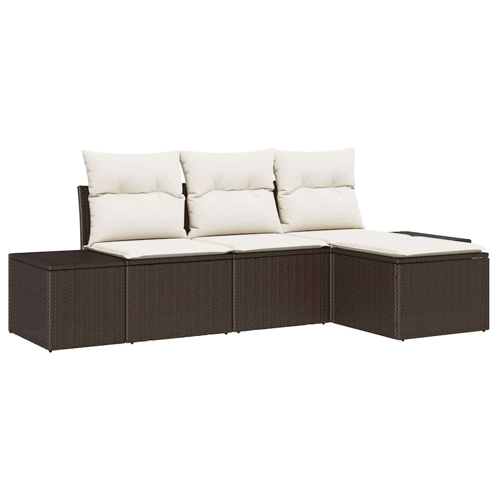 Sofa Set mit Kissen 4 pcs Braun Poly Rattan