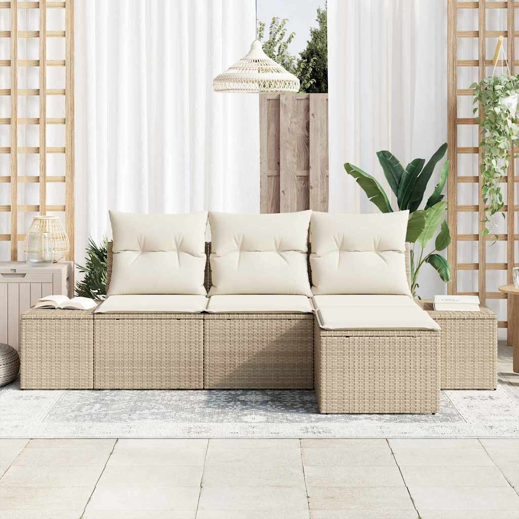 Sofa Set 4 stk. Beige [Synthetisch]: Poly Rattan