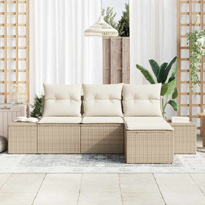 Sofa Set 4 stk. Beige [Synthetisch]: Poly Rattan