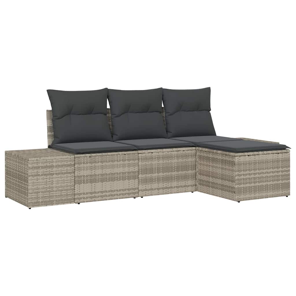 Sofa Set 4 stk. Hellgrau [Synthetisch]: Poly Rattan