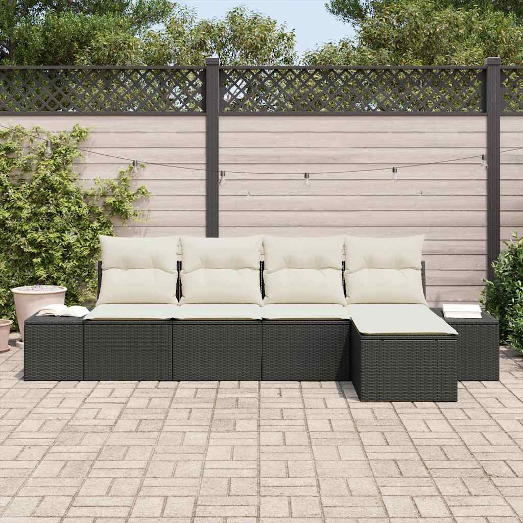 Sofa Set 5 stk. Schwarz [Synthetisch]: Poly Rattan