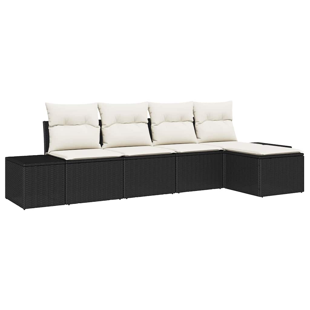 Sofa Set 5 stk. Schwarz [Synthetisch]: Poly Rattan