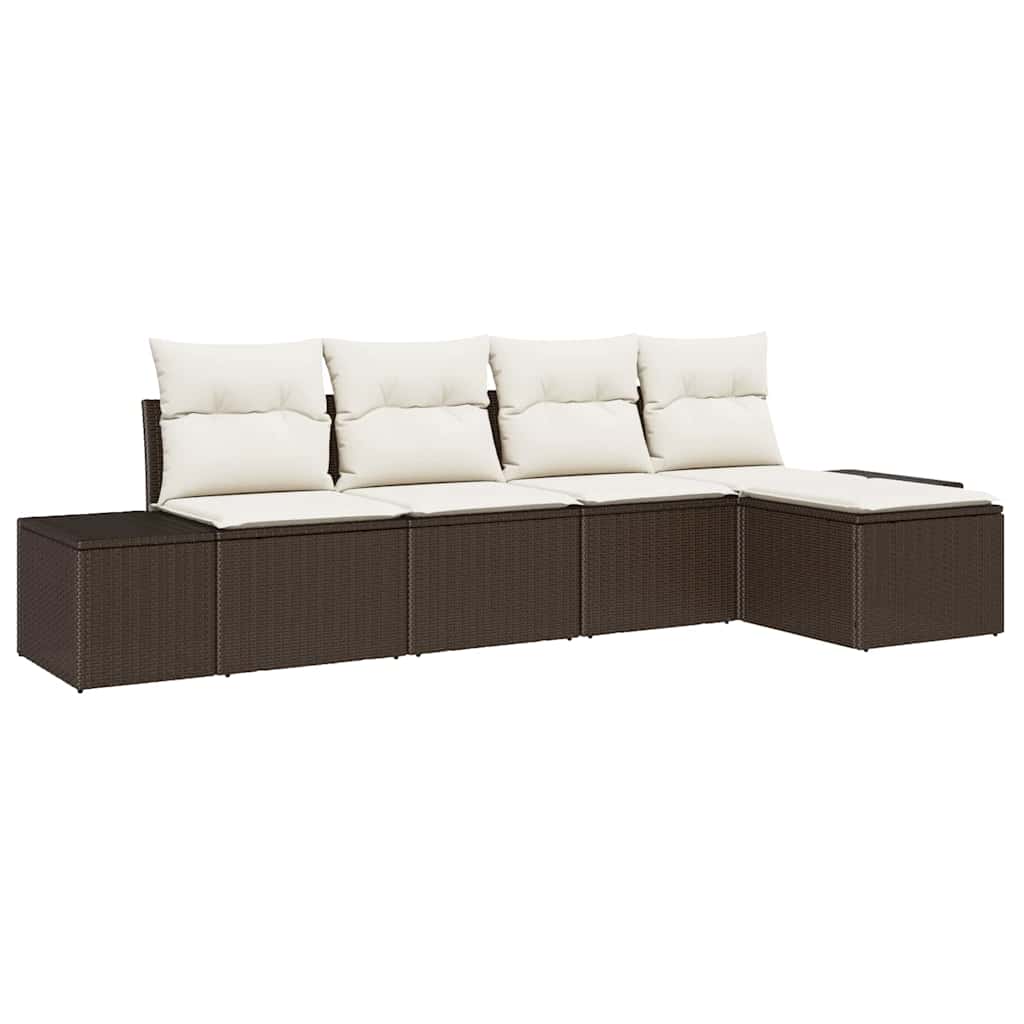 Sofa Set 5 stk. Braun [Synthetisch]: Poly Rattan