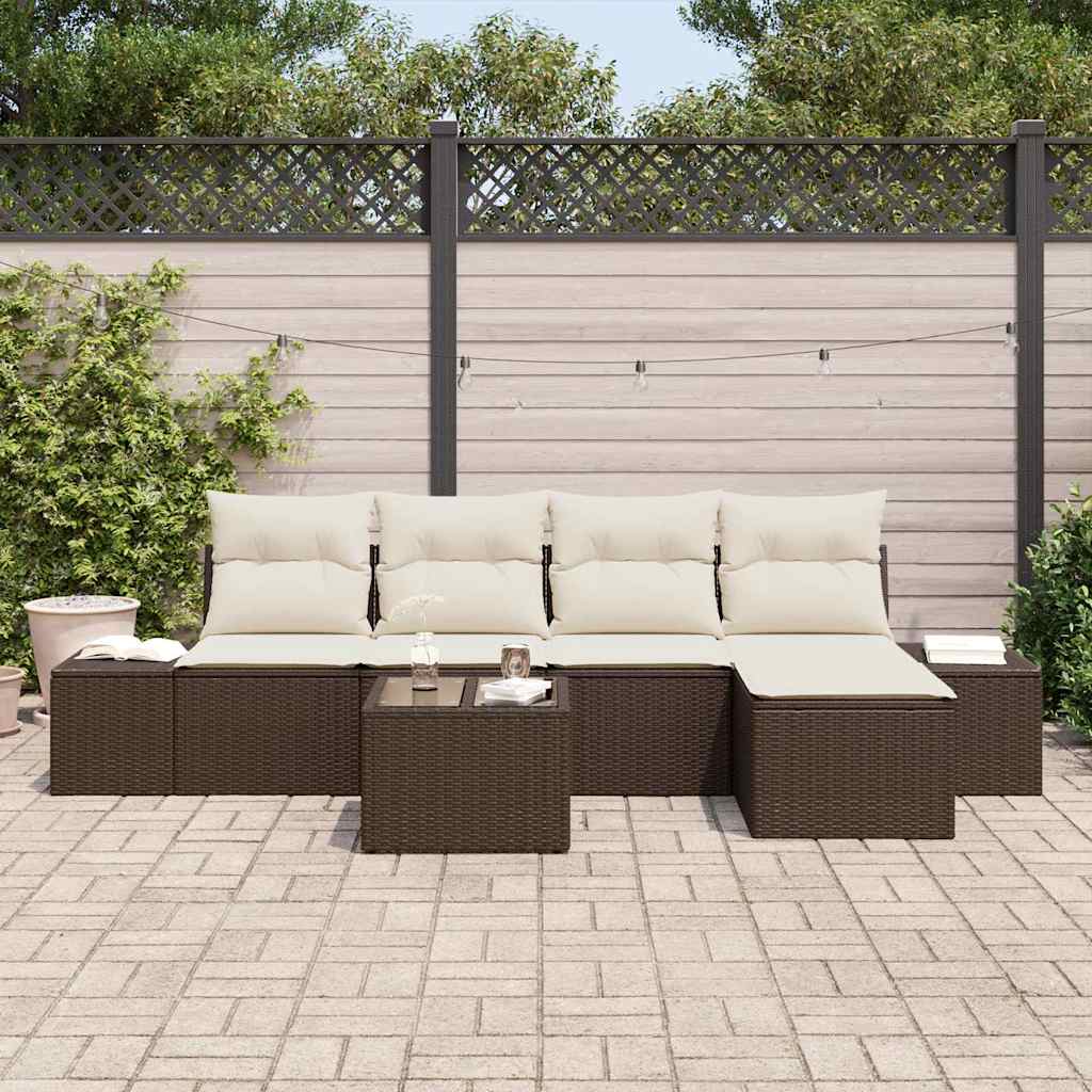 Sofa Set 6 Stk. Braun [Synthetisch]: Poly Rattan