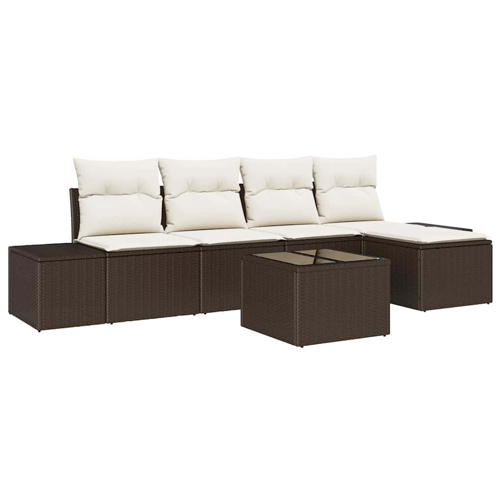 Sofa Set 6 Stk. Braun [Synthetisch]: Poly Rattan