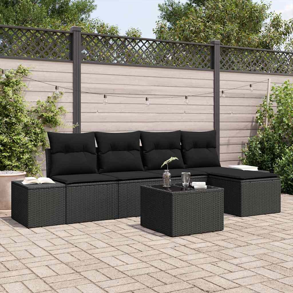 Sofa Set 6 stk. Schwarz [Synthetisch]: Poly Rattan