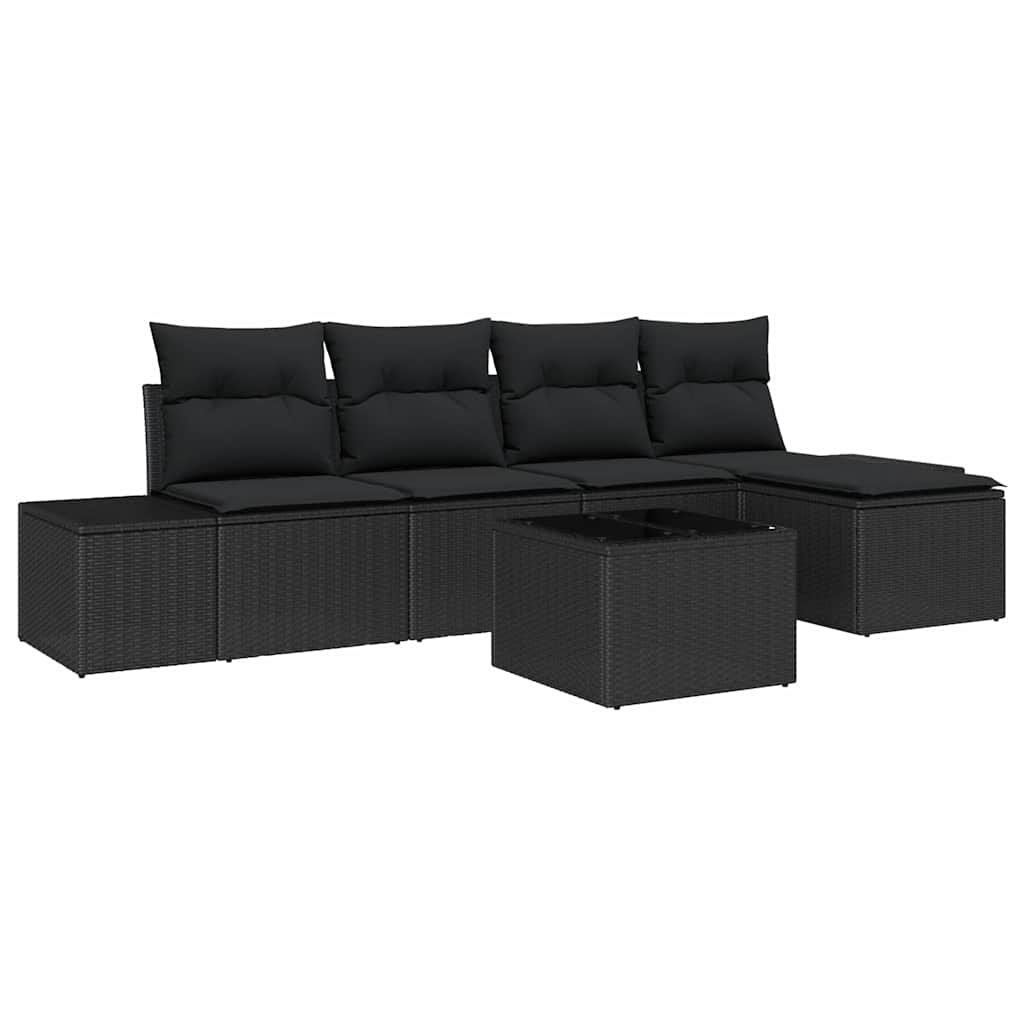 Sofa Set 6 stk. Schwarz [Synthetisch]: Poly Rattan