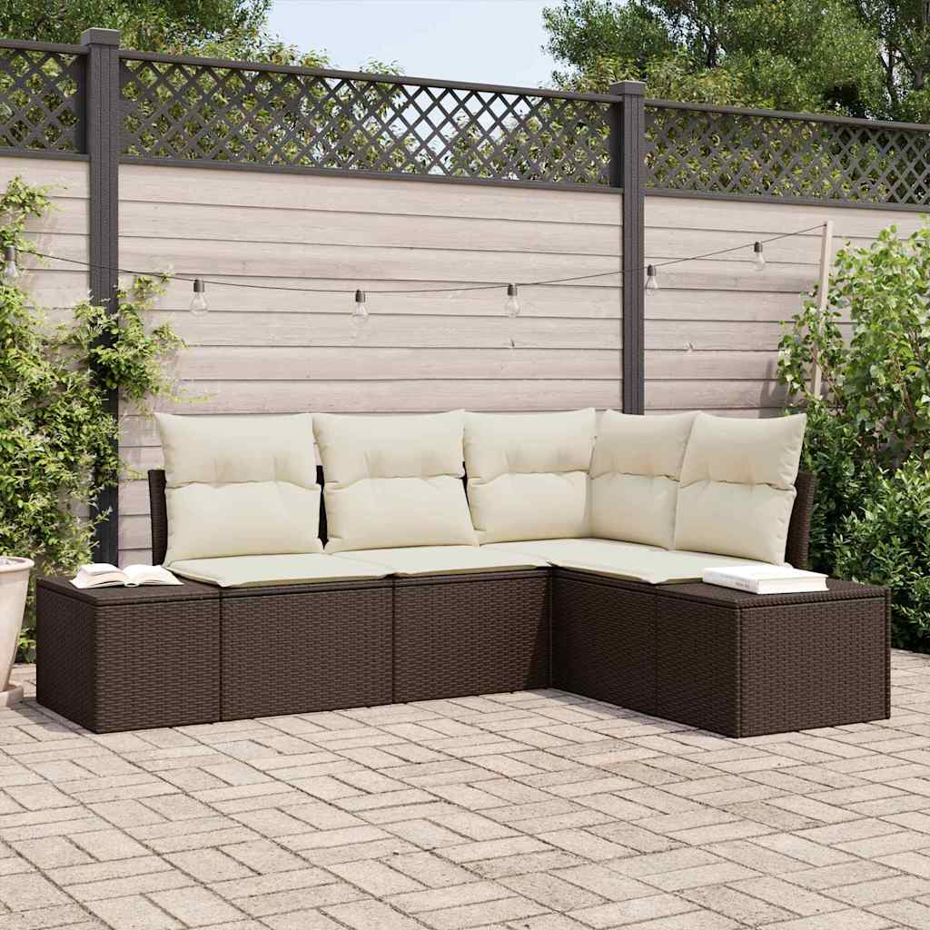 Gartensofa-set 4 Stk. Braun Poly-Rattan