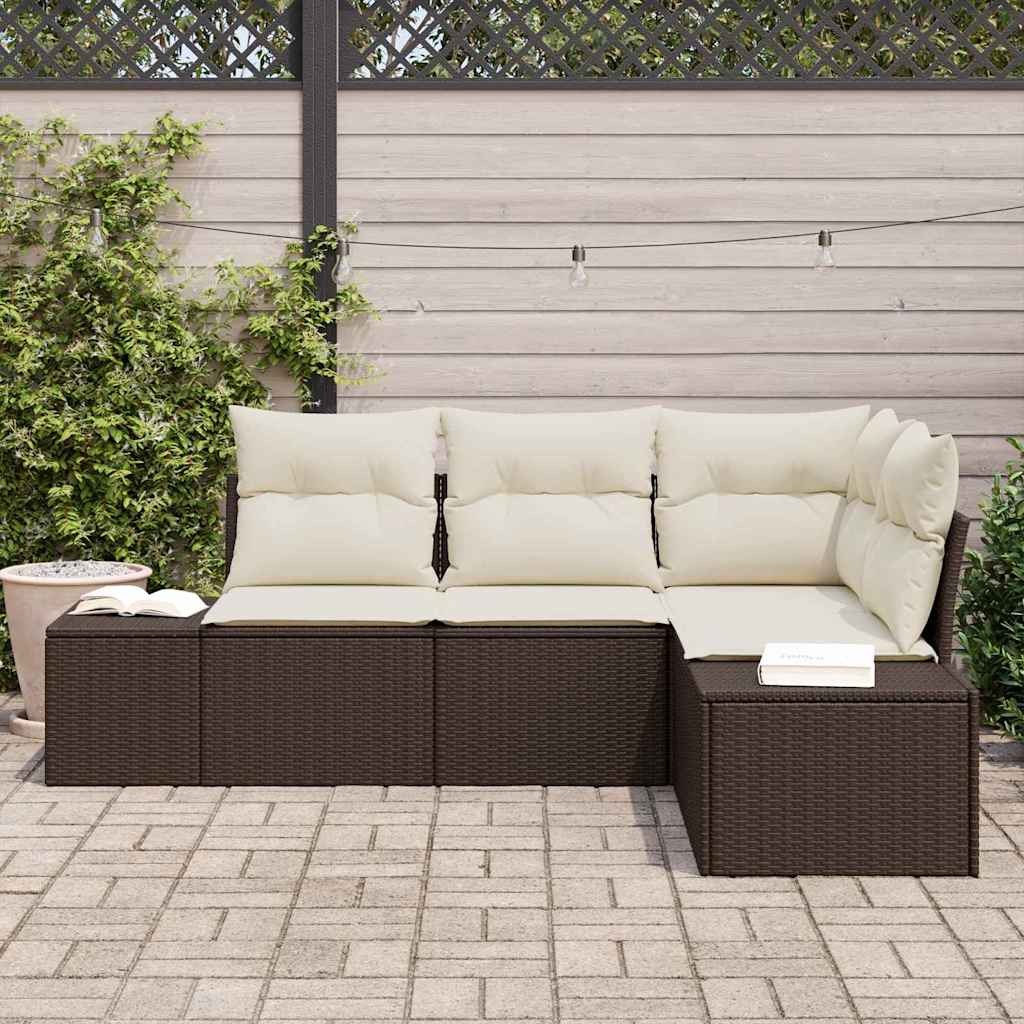 Gartensofa-set 4 Stk. Braun Poly-Rattan