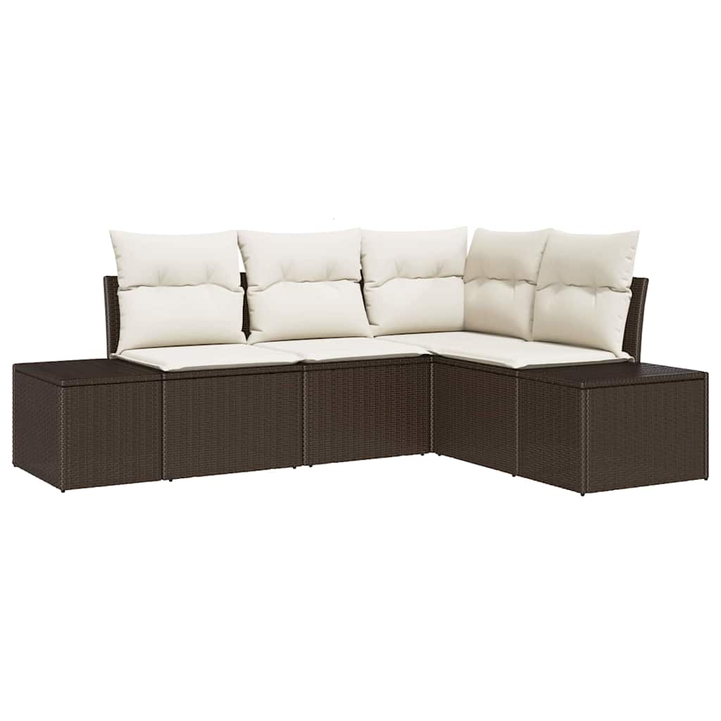 Gartensofa-set 4 Stk. Braun Poly-Rattan